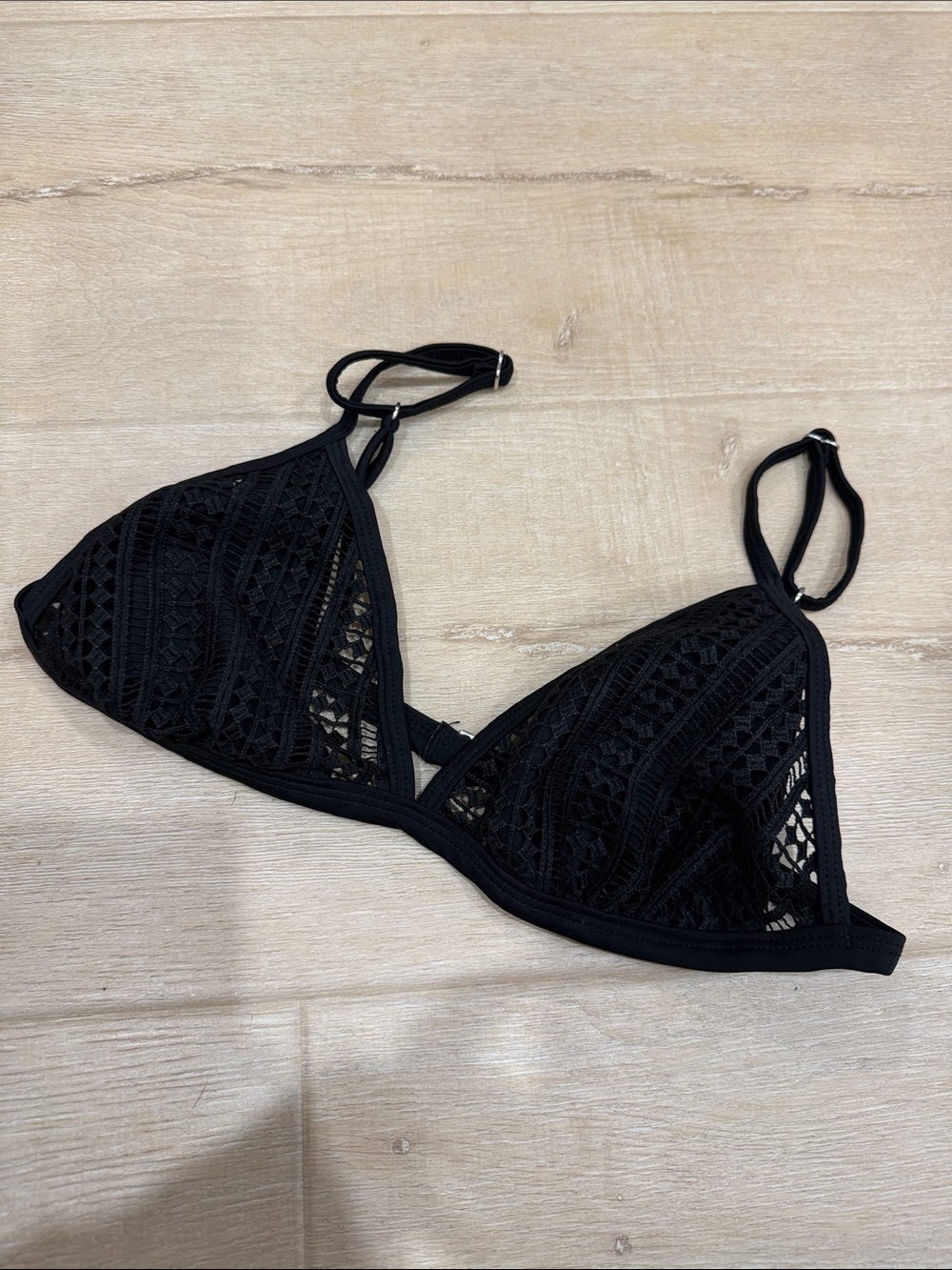 Xhilaration Black Crochet Triangle Bikini Top